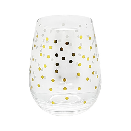 Vaso de vidrio 40CL decorado con puntos dorados, ACTUEL.