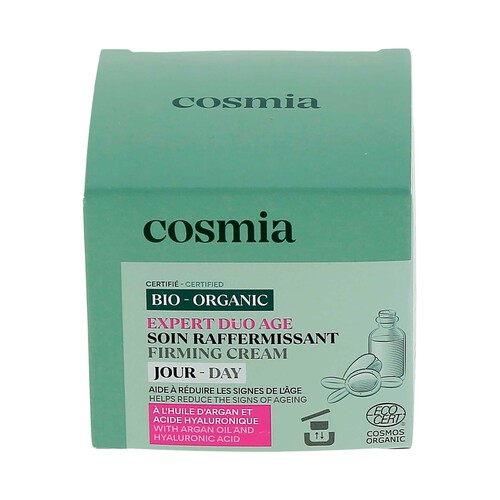 COSMIA Bio expert duo age Crema facial de día con acción reafirmante, con aceite de argán y ácido Hialurónico 50 ml.