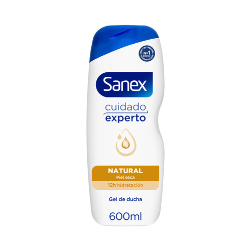 SANEX Cuidado experto natural  Gel nutritivo para baño o ducha, para pieles secas 600 ml.