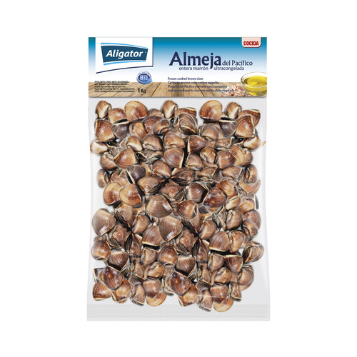 ALIGATOR Almeja 60 / 80 del Pacífico entera marrón, ultracongelada ALIGATOR 1 kg.