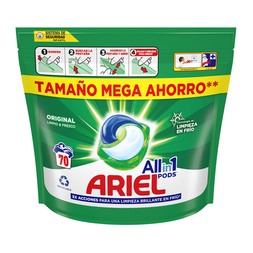 ARIEL All in 1 Pods Original Detergente en cápsulas 70 uds.