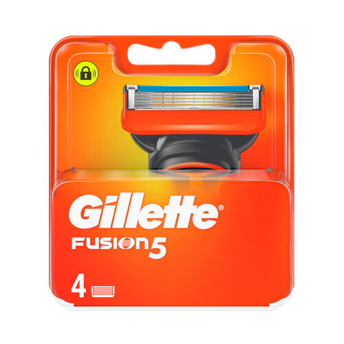 GILLETTE Recambio de cuchillas de 5 hojas para maquinillas de afeitar GILLETTE Fusion 5 4 uds.