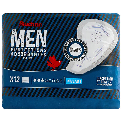 PRODUCTO ALCAMPO Men Compresa de incontiencia para hombre, ultra absorbentes, para perdidas leves a moderadas 12 uds.