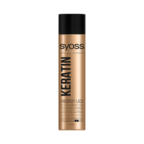 SYOSS Laca de pelo extra-fuerte (4) para un cabello flexible y con brillo intenso SYOSS Keratin 400 ml.