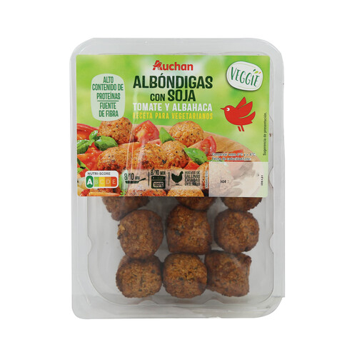 AUCHAN Albóndigas vegetales a base de soja, tomate y albahaca Veggie 200 g. Producto Alcampo