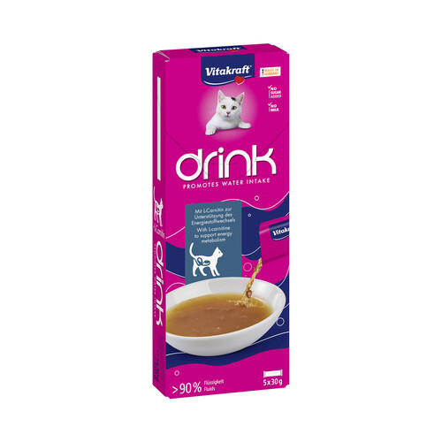 VITAKRAFT Drinks Snack para gatos líquido, sabor  a salmón  5 uds 30 g  