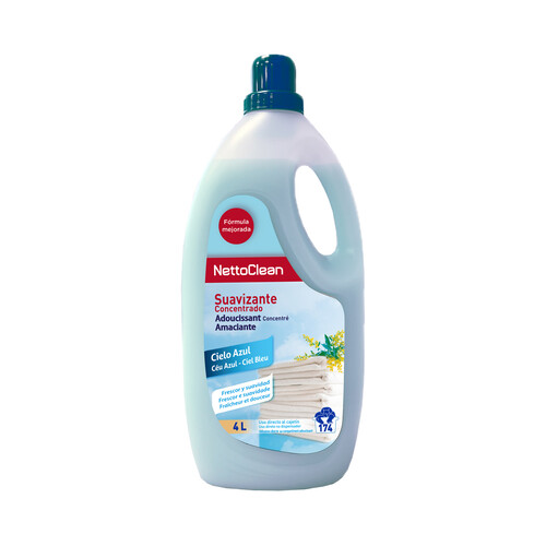 NETTOCLEAN Suavizante concentrado con aroma a cielo azul 174 dosis, 4 l.