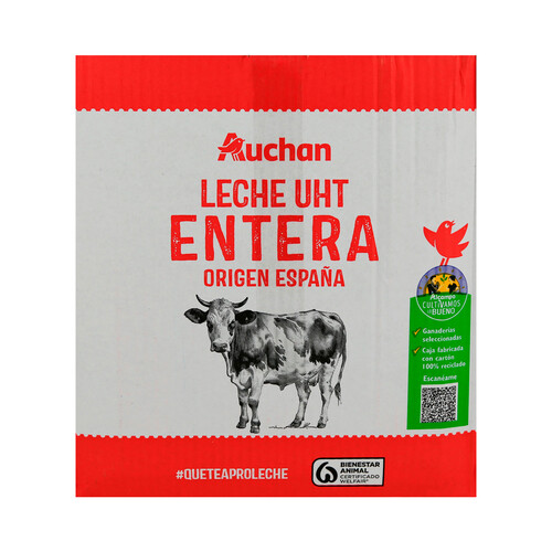 ALCAMPO CULTIVAMOS LO BUENO Leche de vaca entera, de origen española 6x1 l.