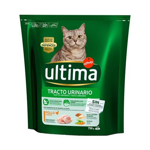 AFFINITY Alimento para garos adultos a base de pollo, especial tracto urinario AFFINITY ÚLTIMA 750 g.