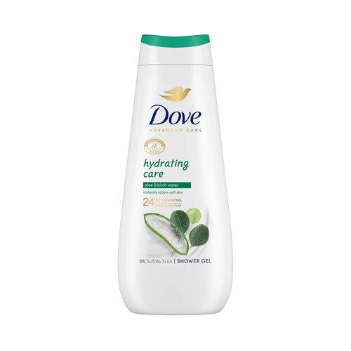 DOVE Advanced care Gel hidratante para ducha o baño con aloe vera y agua de abedul 400 ml.