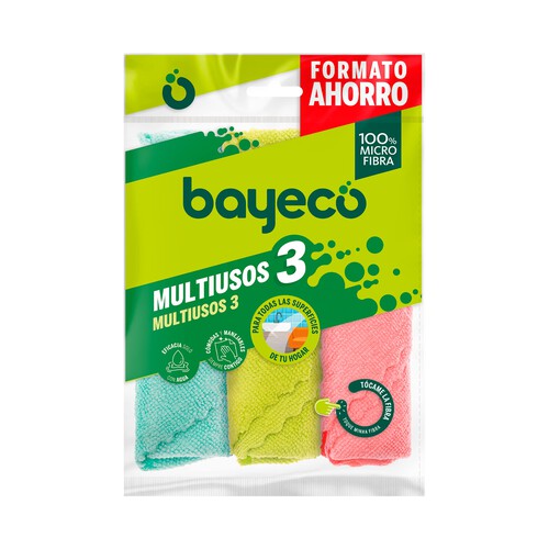 BAYECO Bayetas multiusos (para cualquier superficie) de microfibra 100% 3 uds.