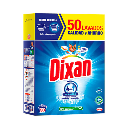 DIXAN Detergente en polvo 4 en 1 50 lavados.