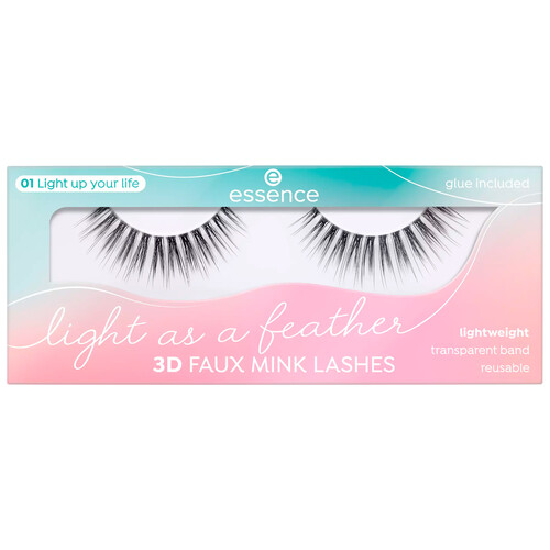 ESSENCE Light as a feather 3D Pestañas postizas ultraligeras con efecto 3D y pegamento incluido.