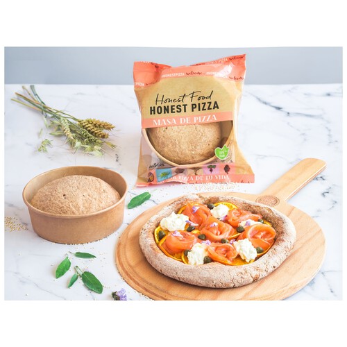 HONESTPIZZA Bolita masa para pizza con quinoa y semillas de chía 250 g.