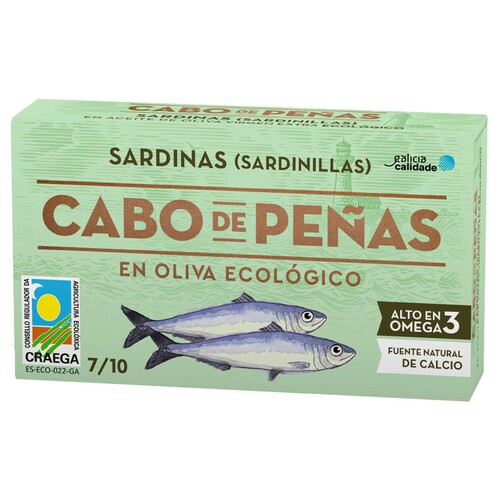 CABO DE PEÑAS Sardinilla en aceite de oliva ecológico 60 g.