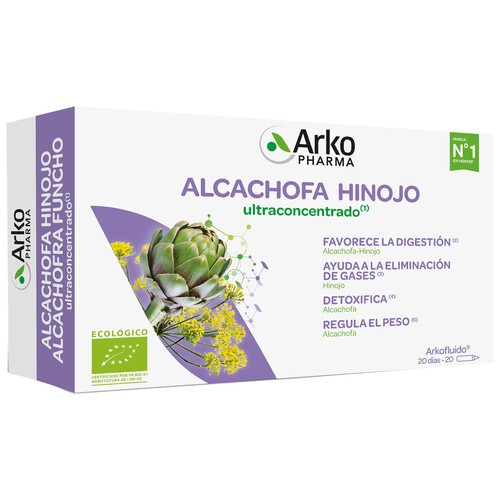 ARKOPHARMA Complemento nutricional ultraconcentrado a base de alcachofa e hinojo ecológicos 20 uds.