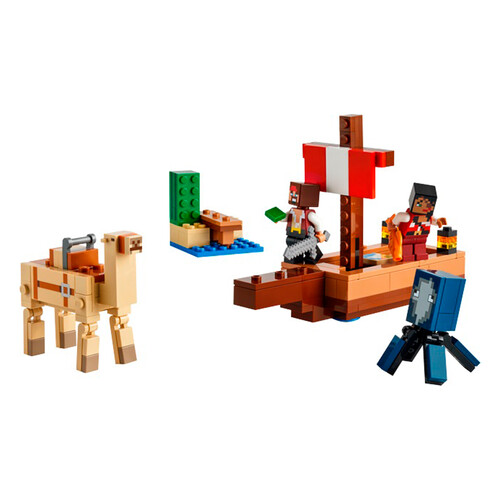 LEGO Minecraft el viaje en el barco pirata, 166 piezas, +7 años.