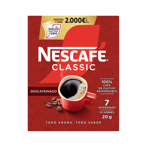 NESCAFÉ Café soluble descafeinado classic 10 uds.