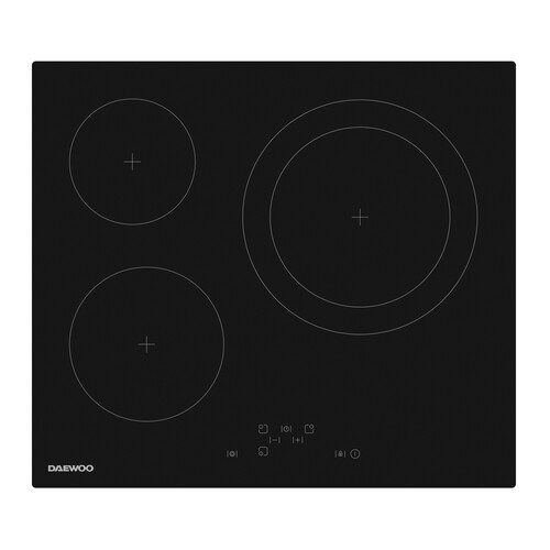 Placa inducción DAEWOO BH6VTF26BNL 3 zonas de cocción, potencia: 5700w, Panel de Control Touch.