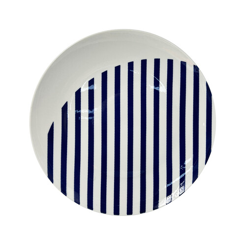 Vajilla 18 piezas porcelana azul geométrico