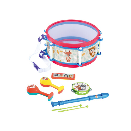 Conjunto musical Leo en tambor, 8 piezas, +24 meses, ONE TWO FUN.