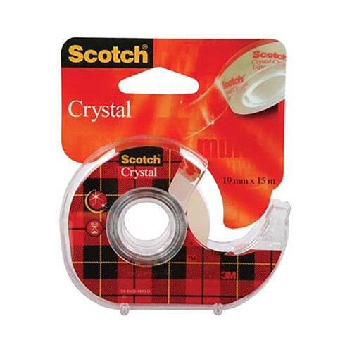 Cinta adhesiva supertransparente Scotch con dispensador, 19x15mm.
