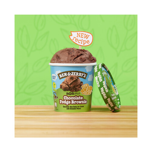 BEN & JERRY'S Fudge browne Tarrina de helado vegano de chocolate con trozos de brownie de chocolate 465 ml