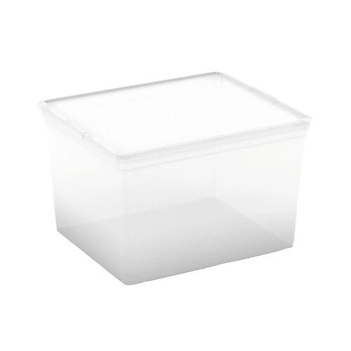 Caja de ordenación transparente con tapa color negro, 27 litros, ESSENTIAL.