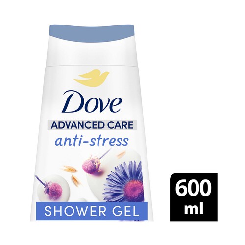 DOVE Advanced care Gel para ducha o baño con acción antiestres, para pieles secas 600 ml.