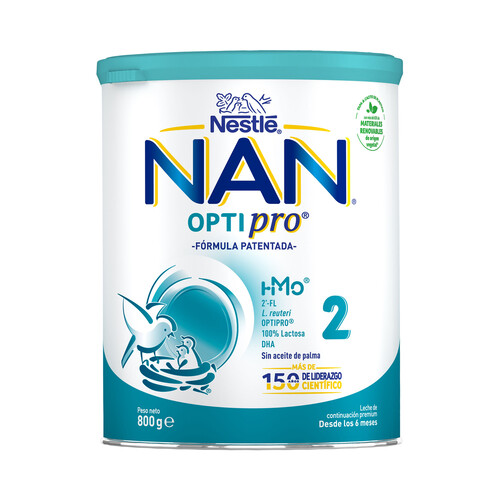 NAN Optipro 2 Leche en polvo de continuación, a partir de 6 meses 800 g.