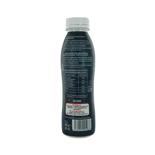 AUCHAN Protein + Yogur líquido para beber con sabor tropical y alto contenido en proteina 381 ml. Producto Alcampo