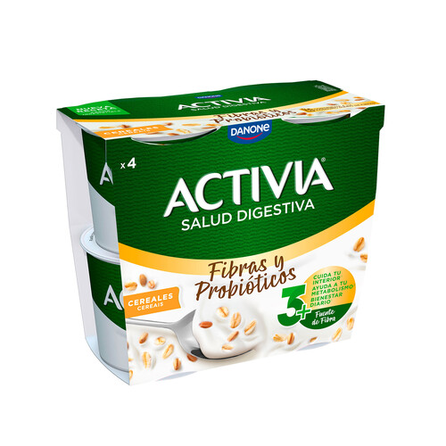 ACTIVIA Bífidus con sabor natural y cereales de Danone 4 x 120 g.