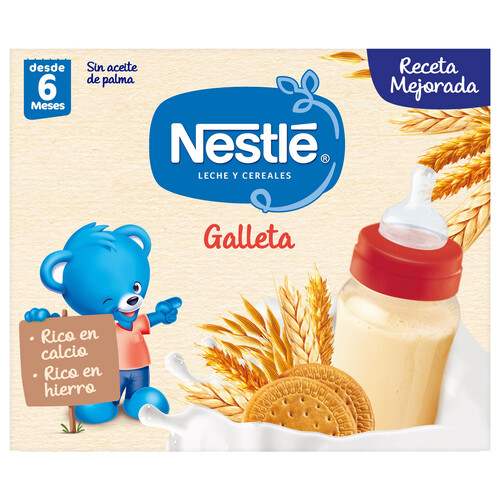 NESTLÉ Papilla líquida de cereales con galleta, a partir de 6 meses 2 x 250 ml.