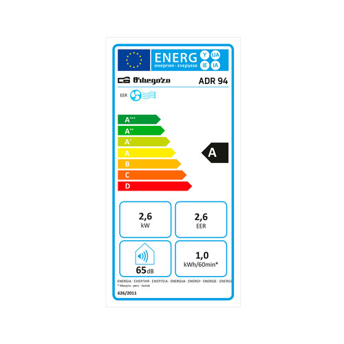 Aire acondicionado portátil ORBEGOZO ADR 94, 2250 frig/h, temporizador, mando a distancia, Kit ventana incluido.