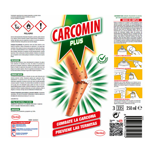 CARCOMIN Insecticida especial anticarcoma en aerosol CARCOMIN 250 ml.