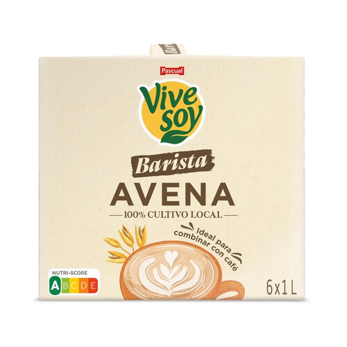 VIVESOY Bebida avena barista sin azúcar añadido  caja 6x1 l.