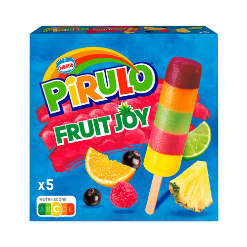 PIRULO Fruit joy de Nestlé Helado de agua con sabor de 5 frutas diferentes 5 x 65 ml.