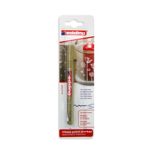 Marcador permanente, punta redonda, grosor 1-2mm, tinta opaca brillante color oro EDDING 751 cr.