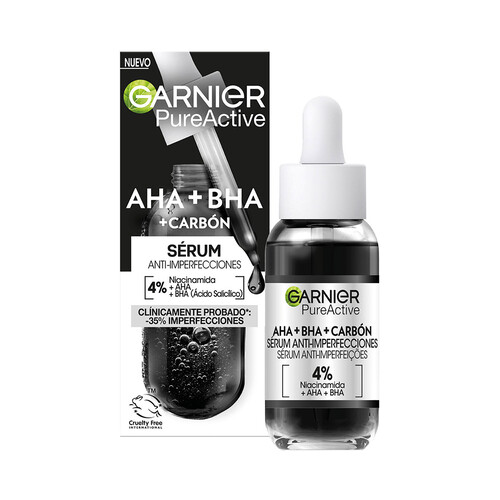 GARNIER Sérum anti-imperfecciones con carbón, para pieles con tendencia acneica GARINER Pure active 30 ml.