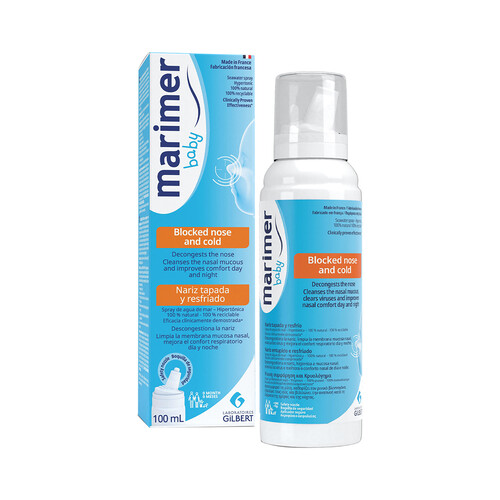 MARIMER Baby Spray hipertónico (agua de mar) para nariz tapada y resfriado 100 ml.
