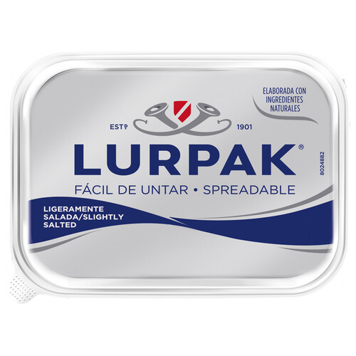 LURPAK Materia grasa (78%) fácil de untar, ligeramente salada tarrina 200 g.