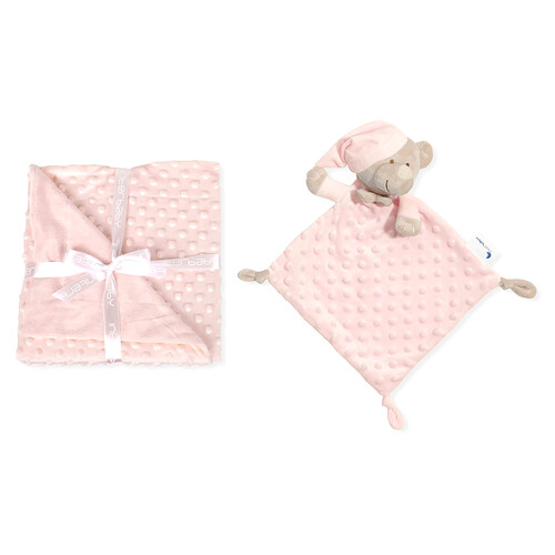 Set de manta burbuja + doudou, color rosa claro, INTERBABY.