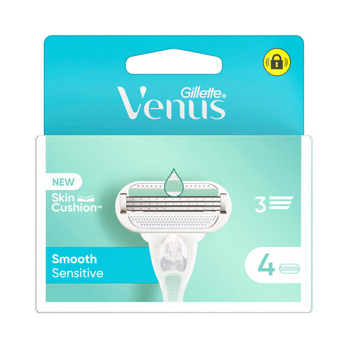 VENUS Recambio con 3 hojas para máquinillas de depliación femenina VENUS Smooth sensitive 4 uds.
