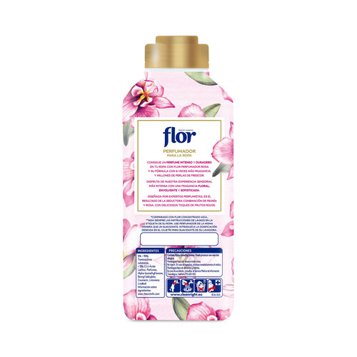 FLOR Perfumador líquido para la ropa con fragancia floral FLOR Rosa 36 lavados 720 ml.