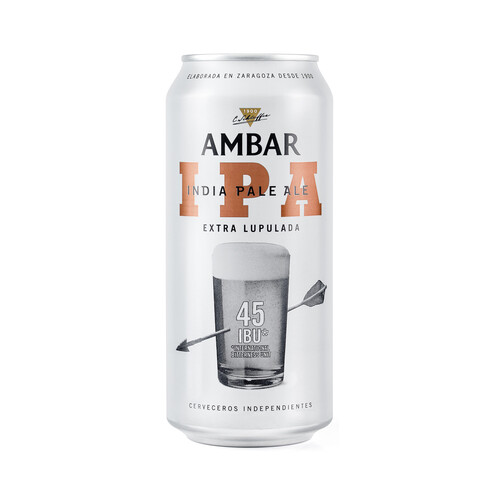 Cerveza Premium extra lúpulo  AMBAR IPA lata 44 cl. 