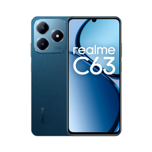 REALME C63 Leather Blue4G, 256 GB + 8GB Ram, pantalla HD+, móvil 17,11cm (6,74), color azul. 